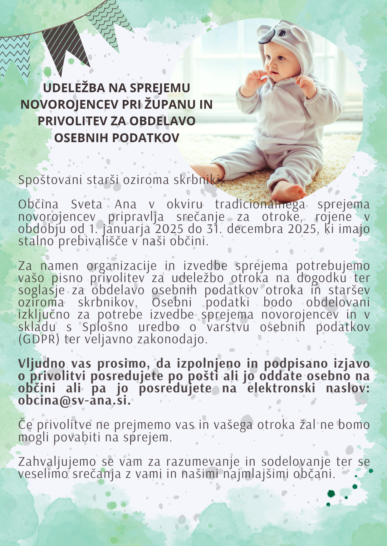 Green Watercolor Cute 1st Birthday Invitation1