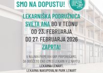 OBVESTILO LEKARNE SVETA ANA