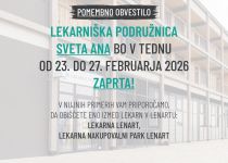 OBVESTILO LEKARNE SVETA ANA